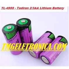 TL-4955 - Bateria TL4955 3.6V 2/3AA 1650mAh, Tadiran Battery TL4955 3,6Volts - Back-up IHM, Robot Machine, PLC, CNC Machine - Non-Rechargeable - TL-4955 - BATERIA Lithium 3,6V SIZE 2/3AA  1.45Ah(STANDARD)